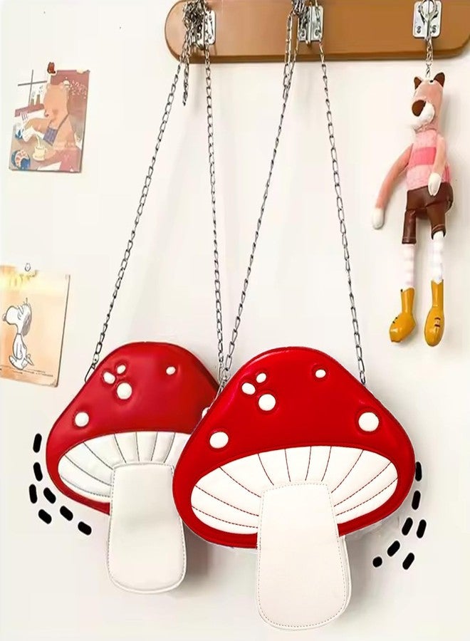 WRINGKIT Mushroom Crossbody Purses, PU Leather Shoulder Bags with Strap, Cute Unique Purses for Women Girl, Lovely Novelty Christmas Mushroom Gifts - Image 5